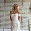Kendall lace wedding gown, off-the-shoulder sleeves, front view